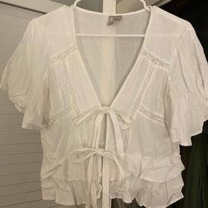ASOS White Flowy Tie Top